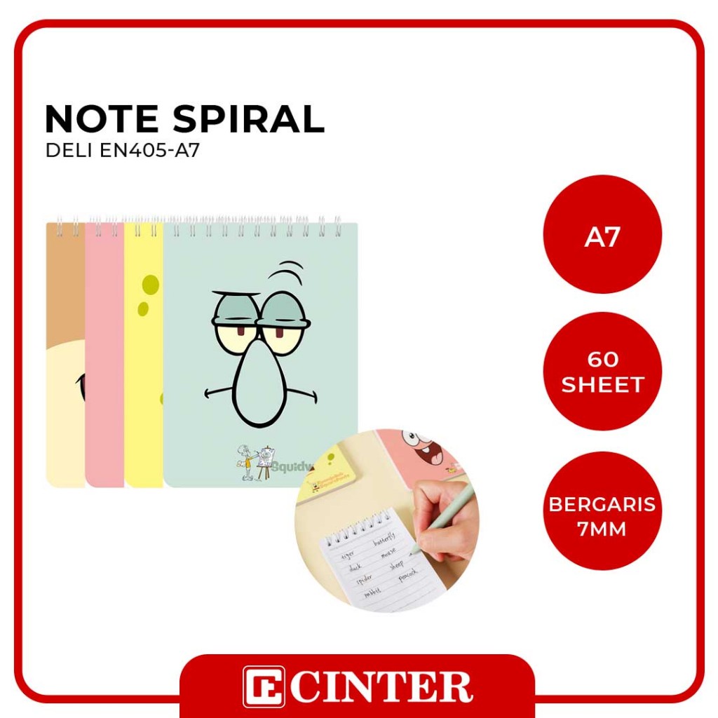 

DELI - BUKU CATATAN / BUKU SAKU / NOTES SPIRAL EN405-A7 75X102MM 60 LEMBAR SPONGEBOB