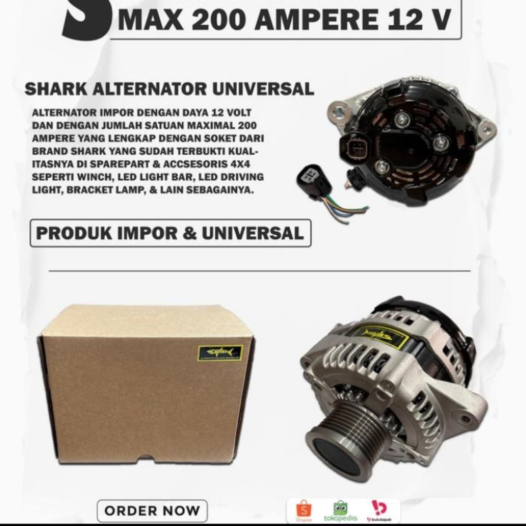 Altenator Mobil Universal Dinamo Ampere 200 A