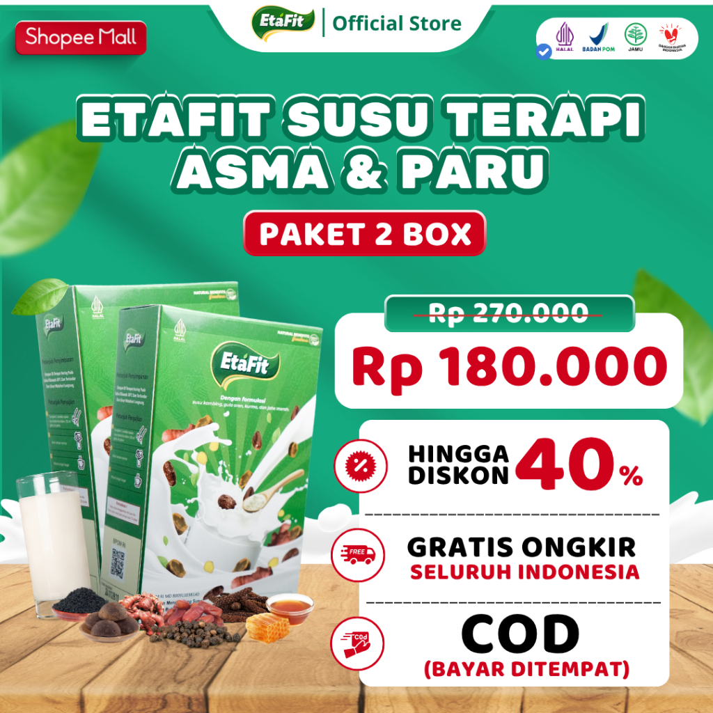 

ETAFIT - Bantu Sembuhkan Masalah Pernafasan - Susu Kambing Etawa Asli 100% Murni Original - 2 BOX