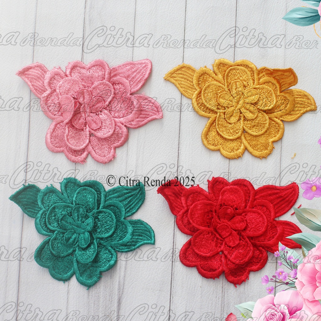 (Per Pcs) AP864 Patch Bordir Bunga Cantik / Tempelan Baju / Hiasan Baju