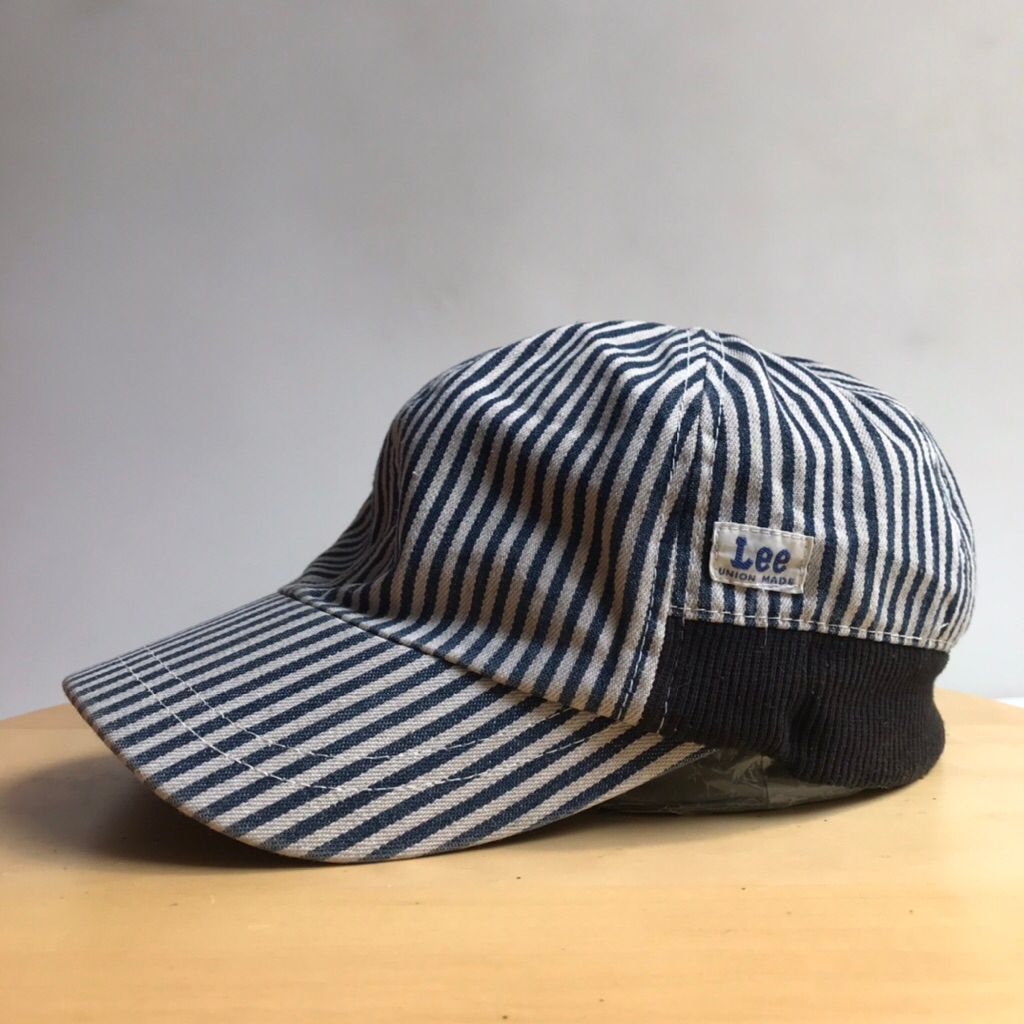 Vintage Lee hickory stripe denim American Hickroy Denim Stripes Union made Petrol Military Cap 1950s