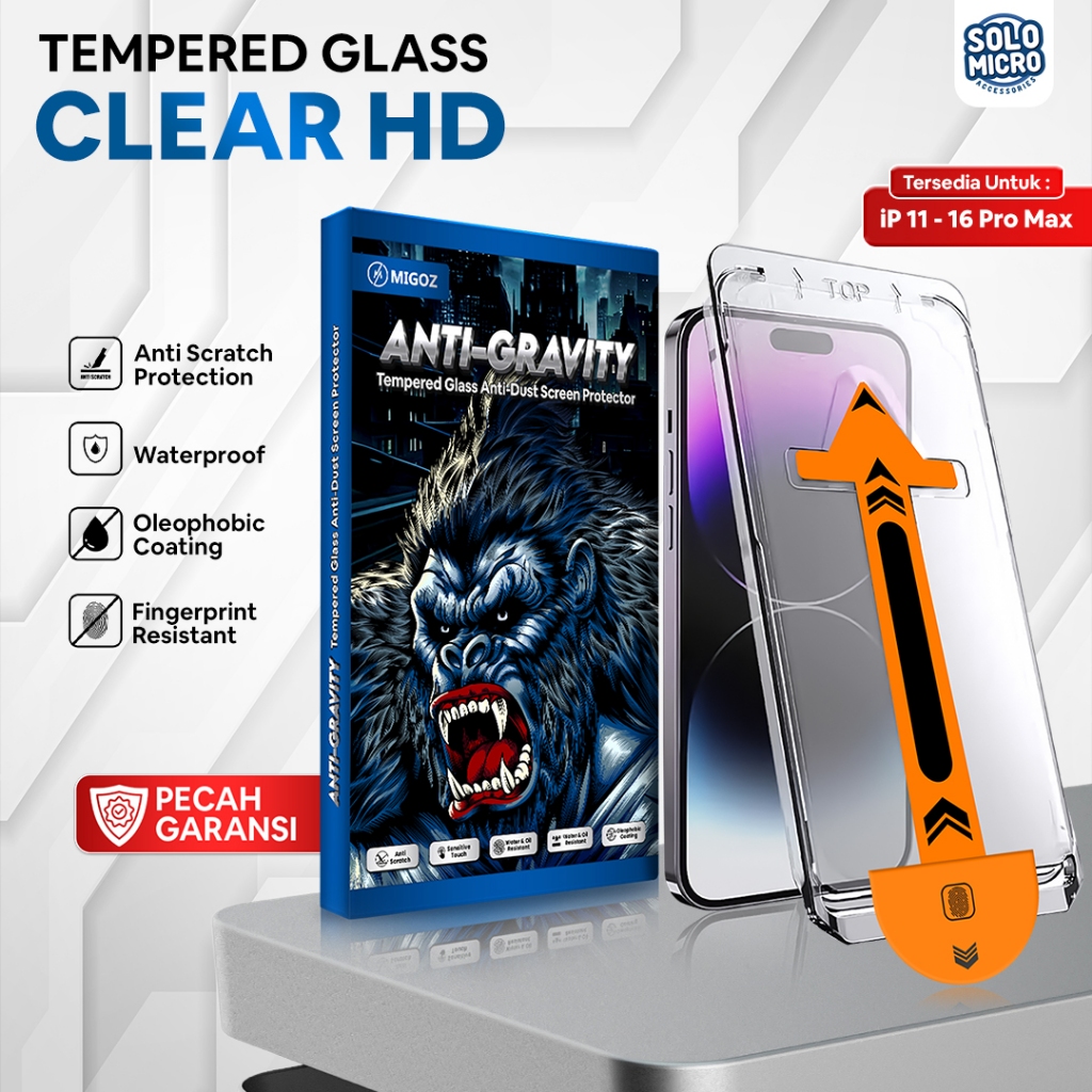 Migoz Tempered Glass Clear Full Cover For iPhone 11 12 13 14 15 16 17 PRO MAX – Anti Spy