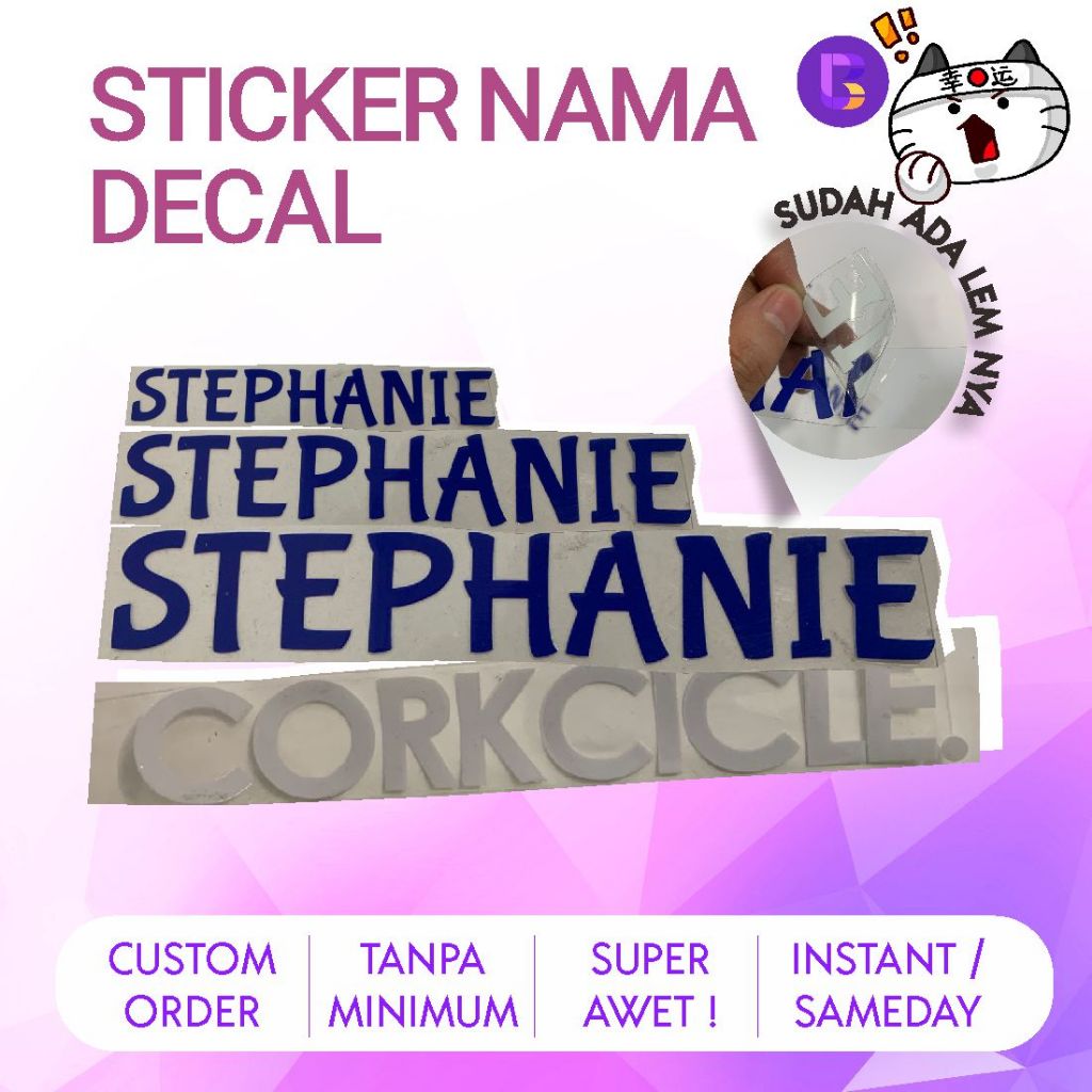 

Cetak Sticker Decal Nama (tempel seperti tatto) Jepitan Tumblr Tempat Makan Hadiah Gift Souvenir Ukuran Kecil Termurah