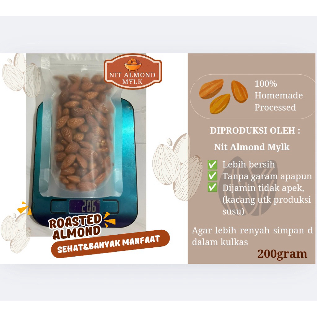 

Kacang almond panggang 200gram/ almond matang /almond roasted 200gram
