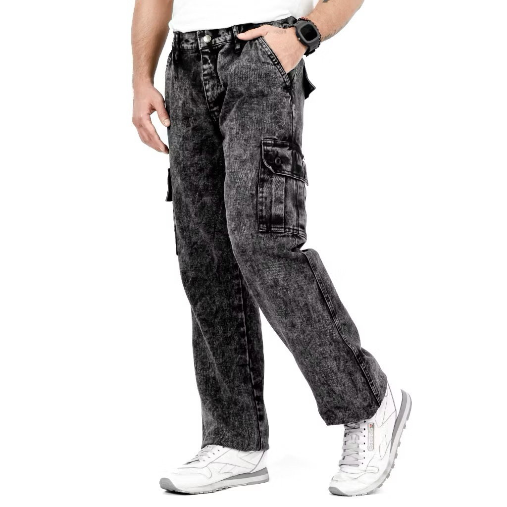 Celana Cargo Pria Gaya Korea Oversize Loose Fit