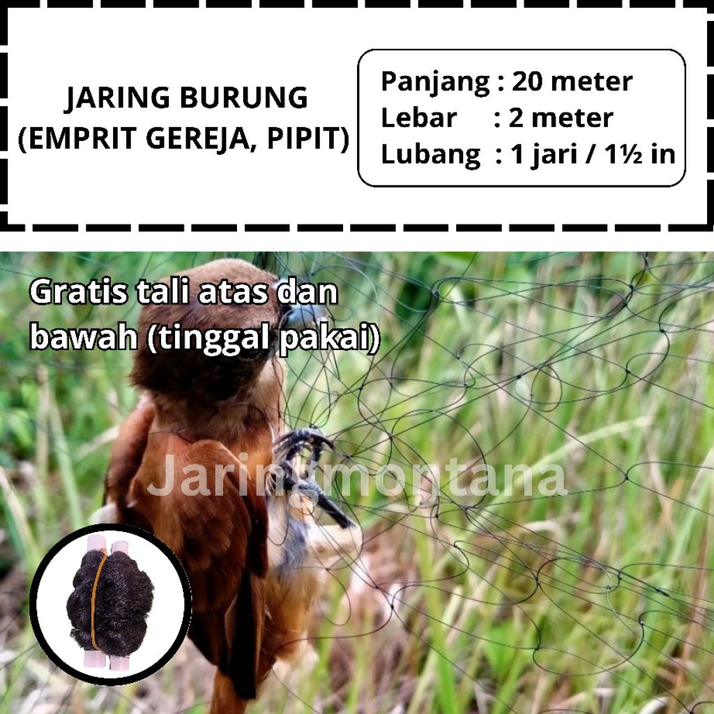 JARING EMPRIT GEREJA 20X2 METER JARING EMPRIT PIKAT BURUNG KECIL SIAP PAKAI