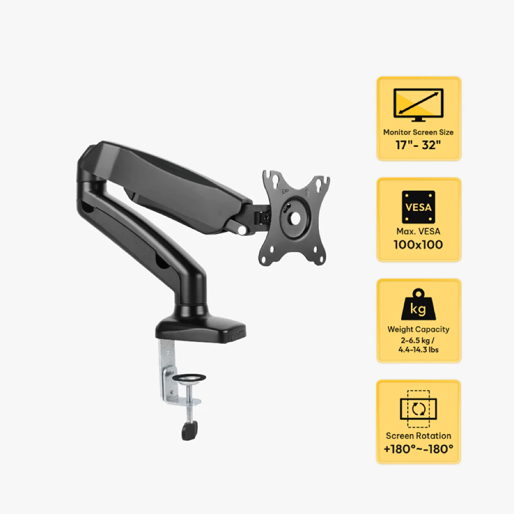 Bracket Monitor Gas Spring EXPOSE 17–32 Inch – Single Arm 2.0 TV Komputer LED LCD VESA 100x100 Tilt 