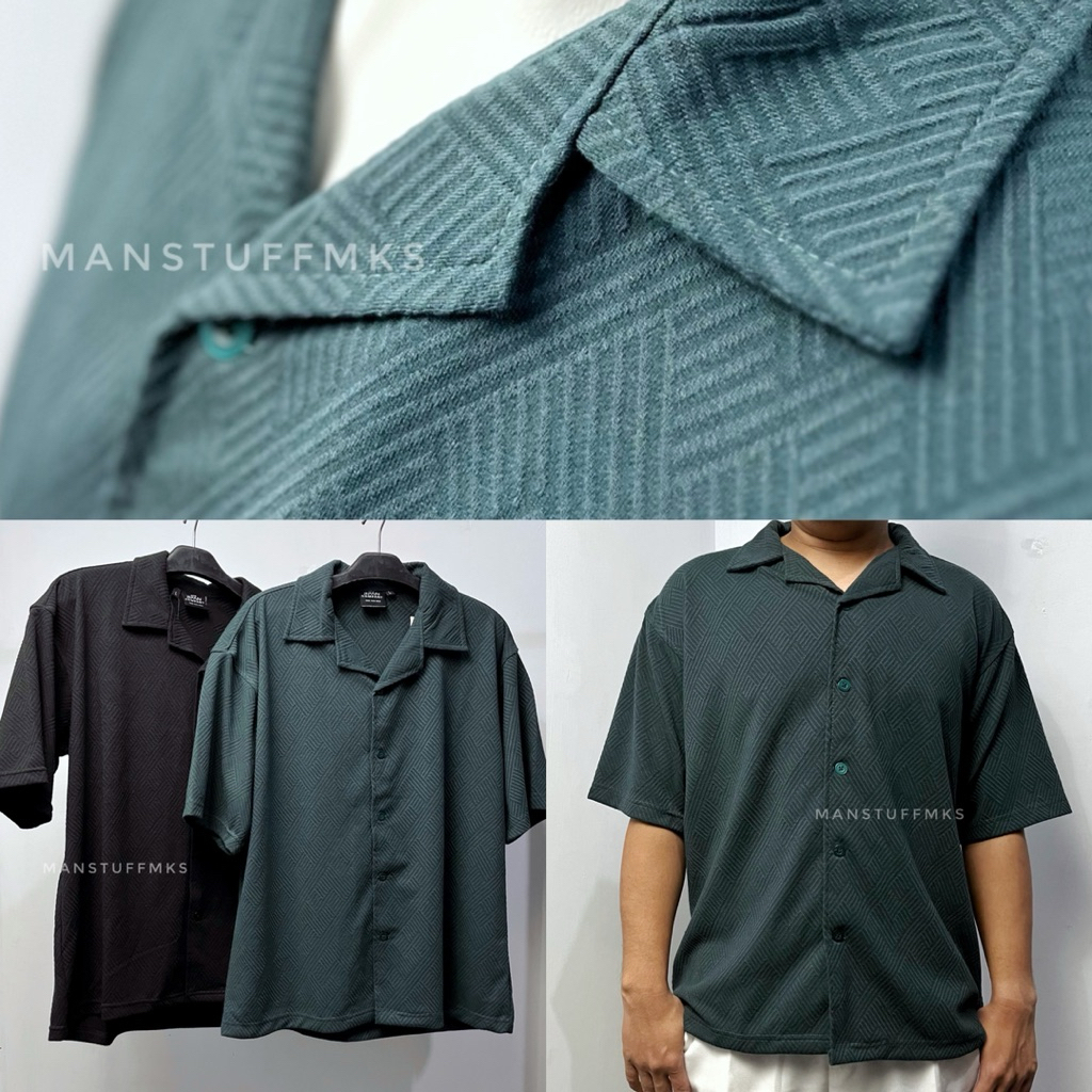 Kemeja Oversize Knit Pria Polos