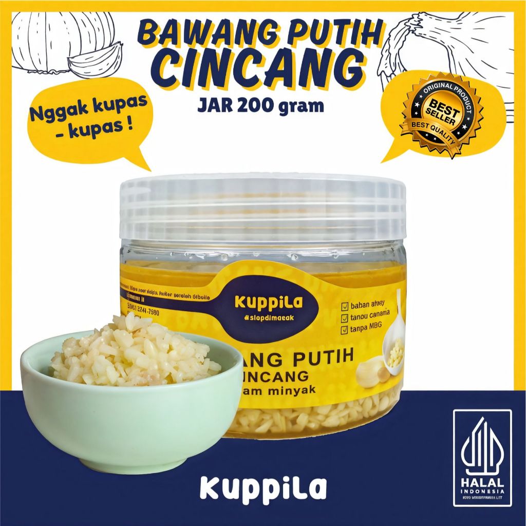 

Bawang Putih Cincang dalam Minyak (Jar 200g) / Bawang Putih Cincang - Kuppila