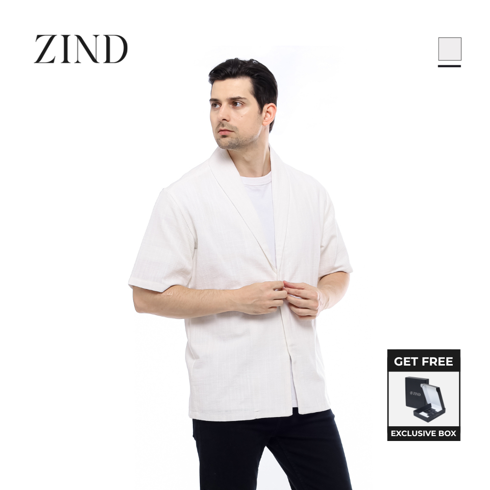 Zind Hamilton Linen Outer - Kemeja Pria Bisnis Kasual Outer Linen Premium Putih