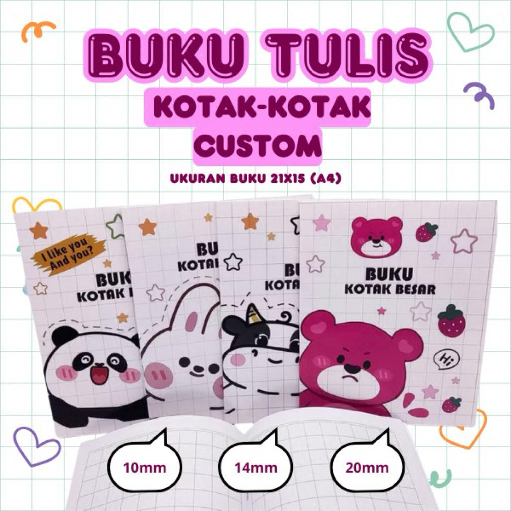 

Buku Tulis Kotak Anak Custom | Notebook Kotak Murid TK/SD
