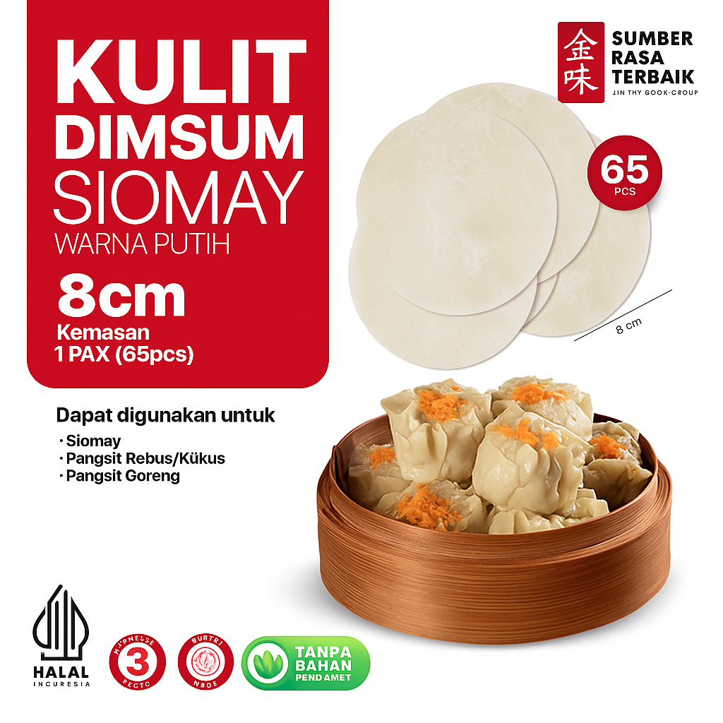 

SRT - KULIT DIMSUM SIOMAY 8CM HALAL | ISI -+65PCS | KULIT SIOMAY LENTUR | COCOK SIOMAY,DIMSUM,WONTON