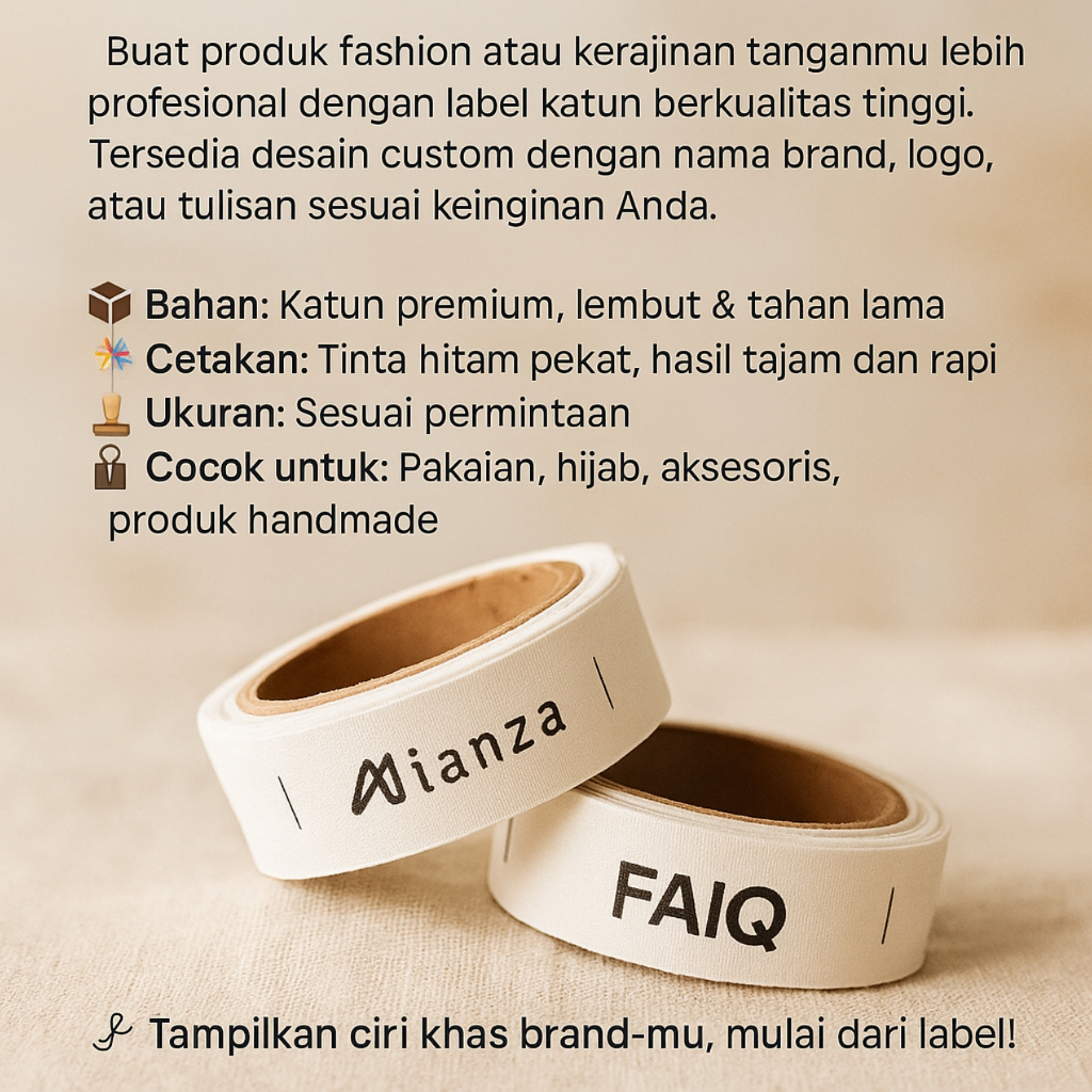 

Label Woven Damask Subtitute / Label Baju / Label Hijab Custom 100 Pcs