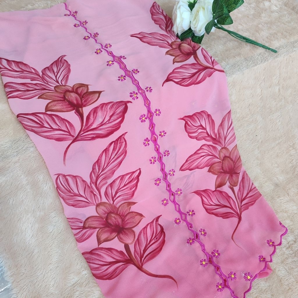 Kain kebaya bordir lukis//kain lukis handmade//kebaya lukis bordir bali