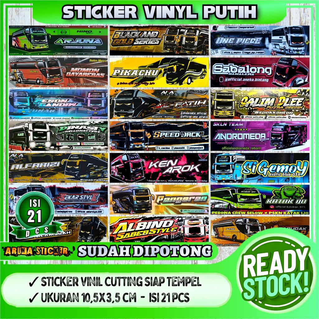 

Sudah Dipotong Sticker Bus Panjang Telolet Basuri Isi 21 pcs