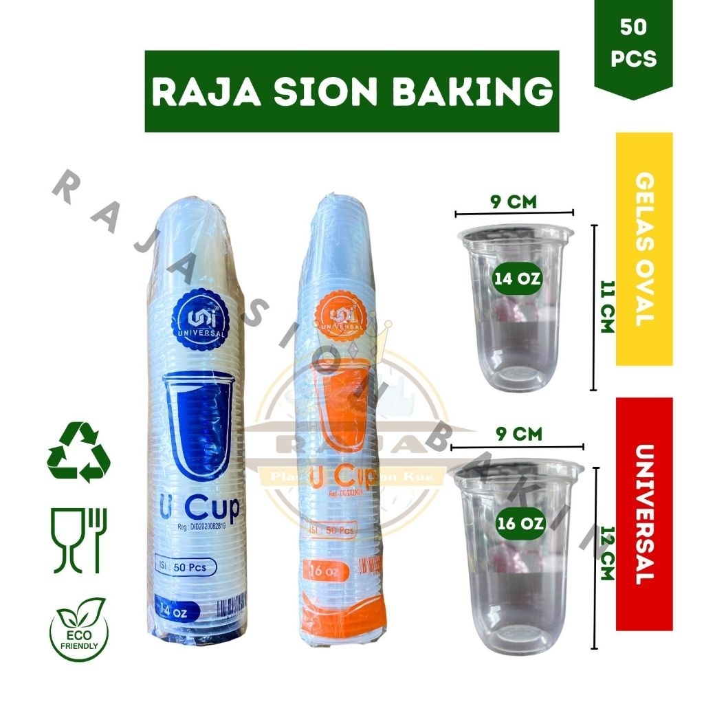 Cup Gelas 14 oz 16 oz / Cup Gelas Oval 14 oz 16 oz / Gelas Plastik Universal
