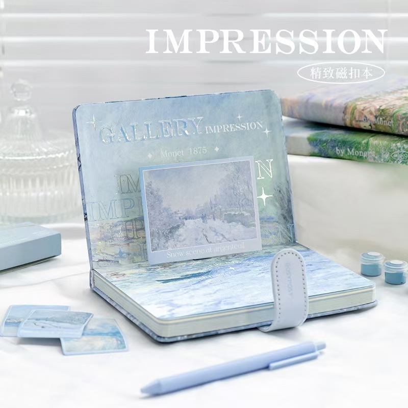 

Art Museum Series Magnetic Buckle Oil Painting Stereoscopic Title Page Handbooks Leather Memoirs Diary