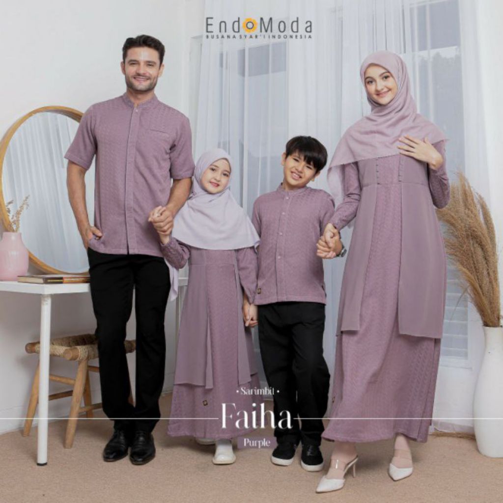 ENDOMODA FAIHA PURPLE SARIMBIT KELUARGA BAJU COUPLE ORIGINAL