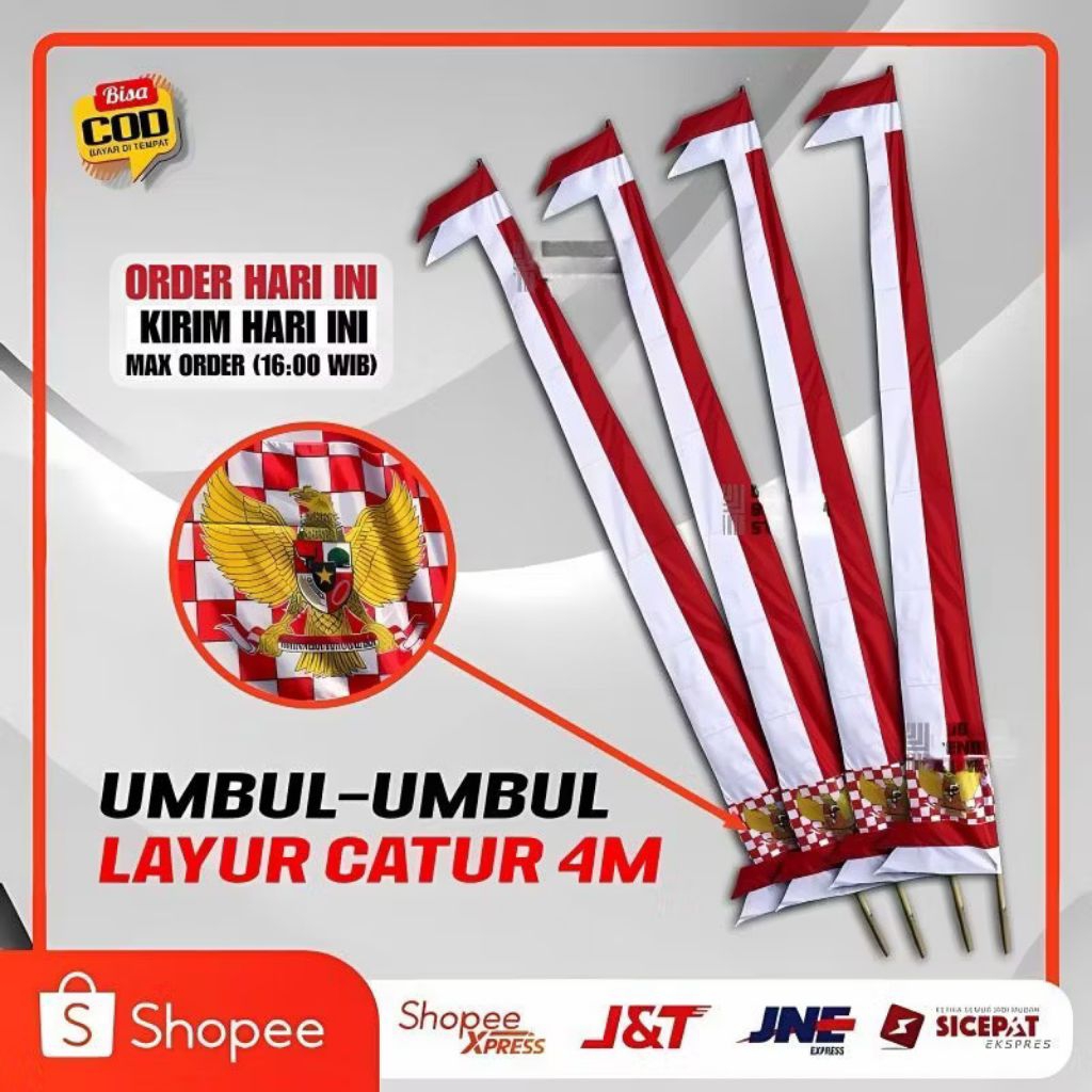 BENDERA UMBUL-UMBUL LAYUR CATUR 4 METER/UMBUL-UMBUL BRAND PRODUK 4 METER