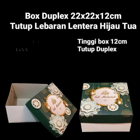 

( 5 pcs ) kotak lebaran idul fitri packaging hampers kue lapis legit bolu surabaya chiffon motif lentera hijau tua size 22x22x12 cm