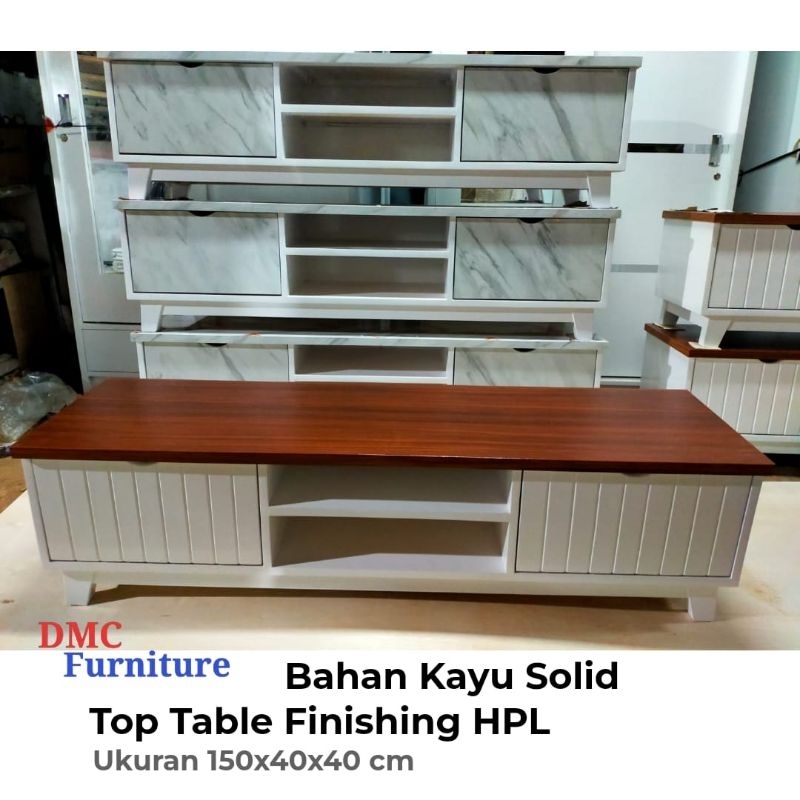 Rak Tv Kayu Solid Top Table Ukuran 150x40x40 cm Bufet tv kayu solid Meja tv kayu