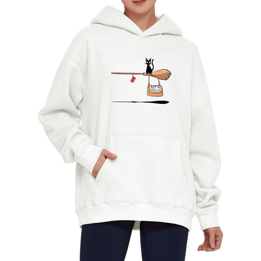 Ghibli Cat Sweater Wanita Pria Cute Korean Style Putih Premium