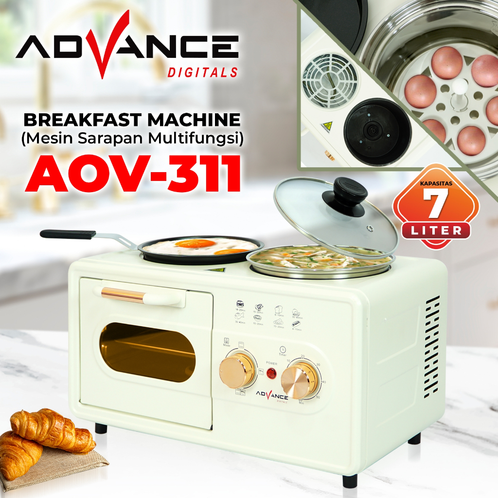 Advance Oven Listrik 7 Liter 3 in 1 Serbaguna Peralatan Masak Mesin Sarapan AOV-311