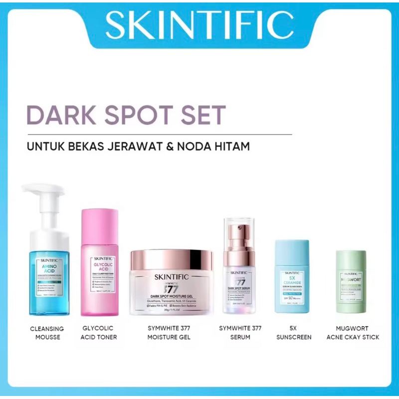 SKINTIFIC - 6PCS Paket SKINTIFIC Skincare set moisturizer + Sunscreen + Serum + Clay Mask Stick + Fa