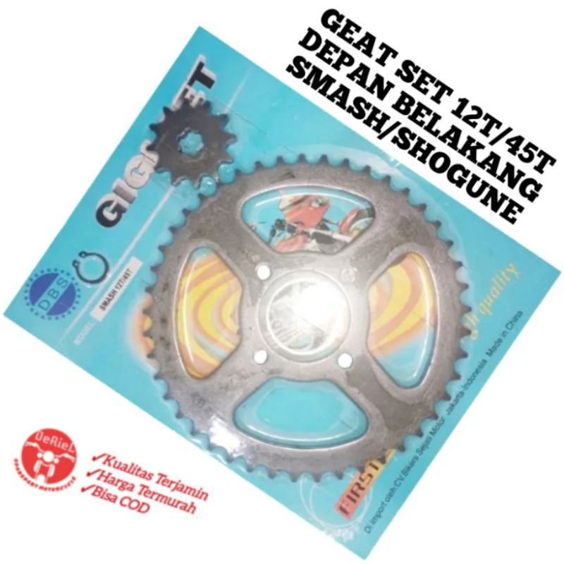 GEAR DEPAN BELAKANG SMASH 45T GEAR GIR SET SMASH 45T
