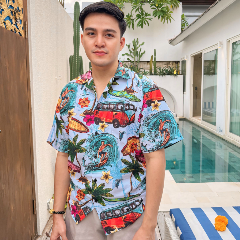 Dowear Baju Kemeja Motif Kekinian Cowok Cewek Bali Pantai Surfing Hawai Jumbo SURFING 069