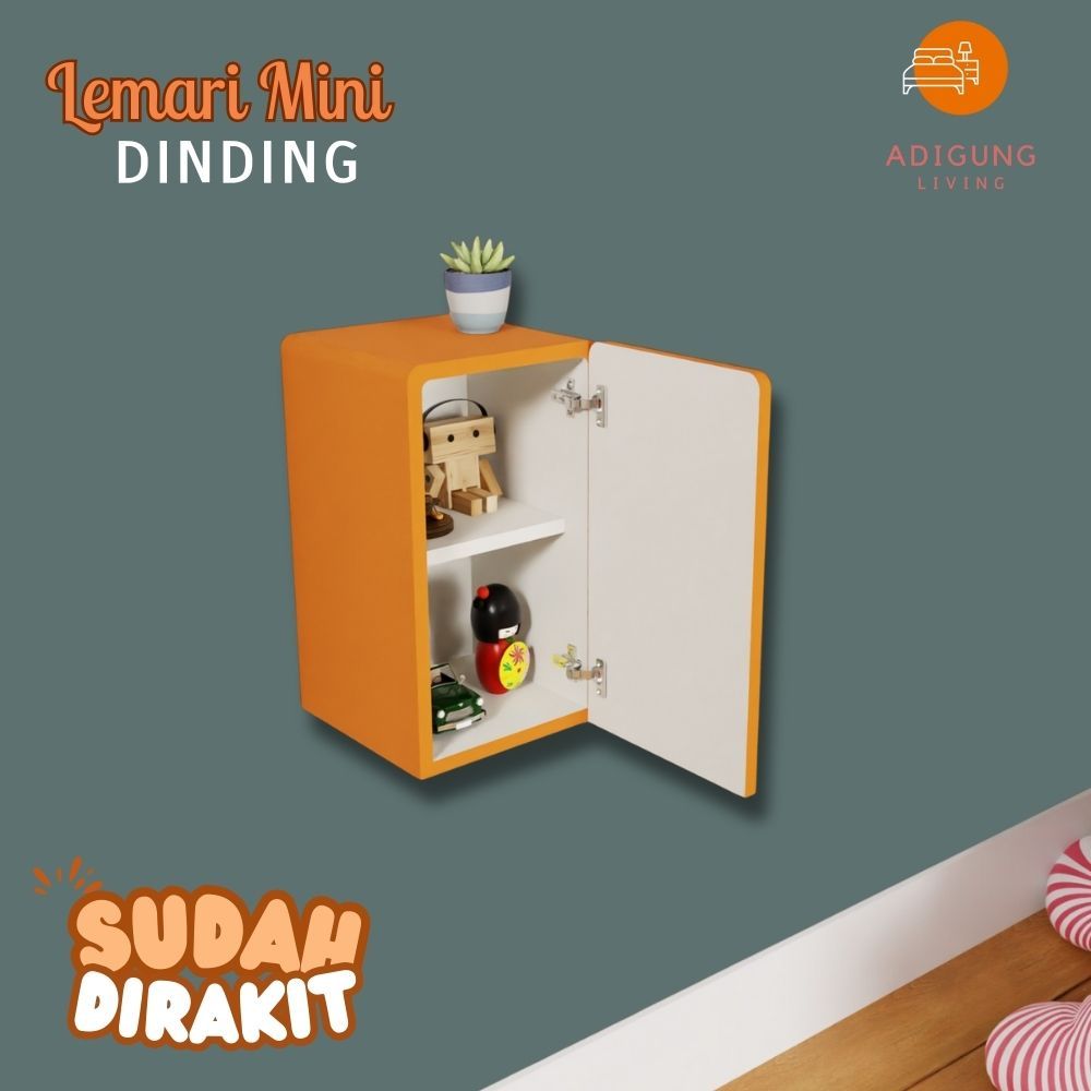 Lemari Mini Penyimpanan Tempel Dinding Minimalis - Lemari Mini  Gantung warna orange