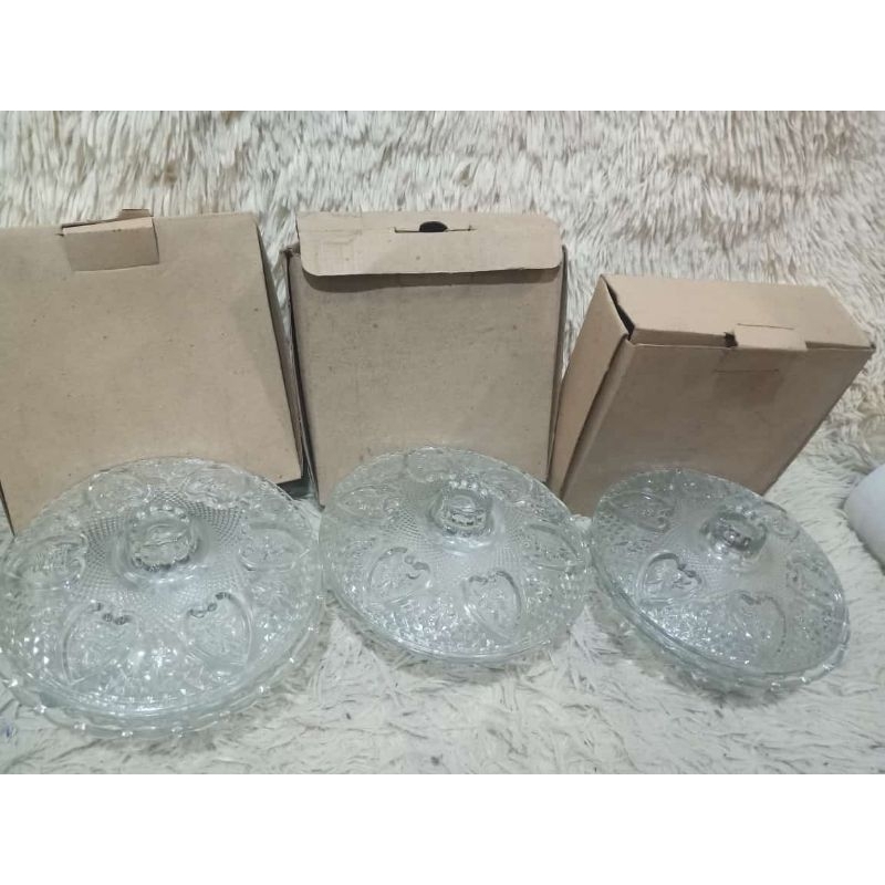 Mangkok Tutup Kaca Motif Bunga