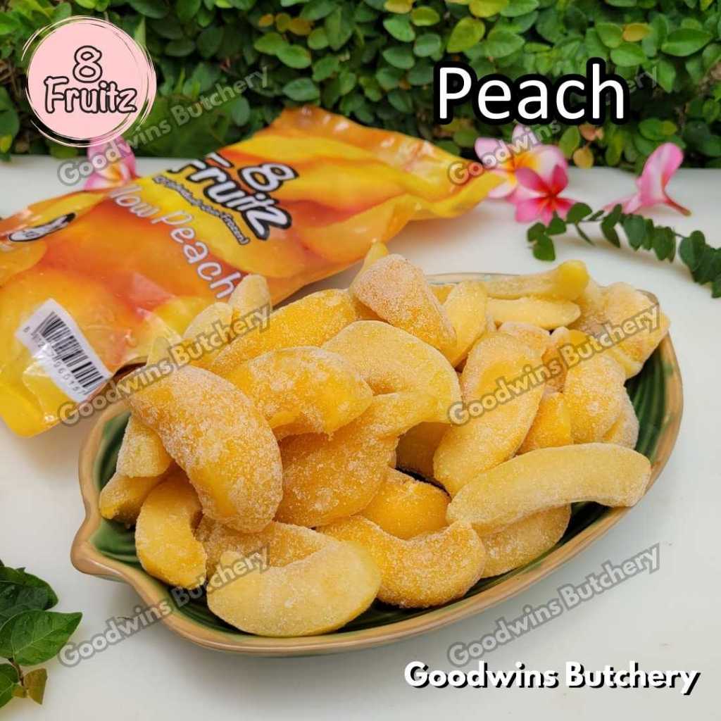 

Frozen fruit IQF PEACH YELLOW WEDGES 8 Fruitz imported buah beku 8Fruitz 500g