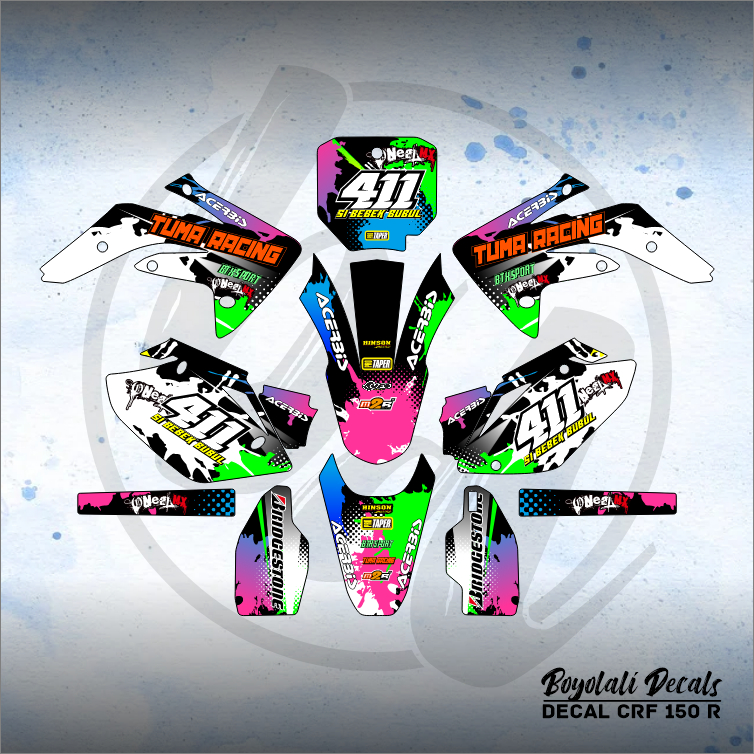 DECAL STICKER CRF 150 R (003) DEKAL STIKER 150R FULLBODY HITAM MERAH KUNING HIJAU BIRU GOLD EMAS PIN
