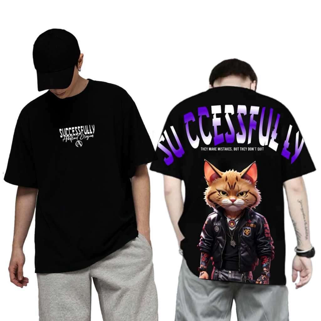 Baju Kaos Tshirt Oblong Atasan Pria Keren Terbaru Lengan Pendek Motif Successfully Hitam Sablon Tuli