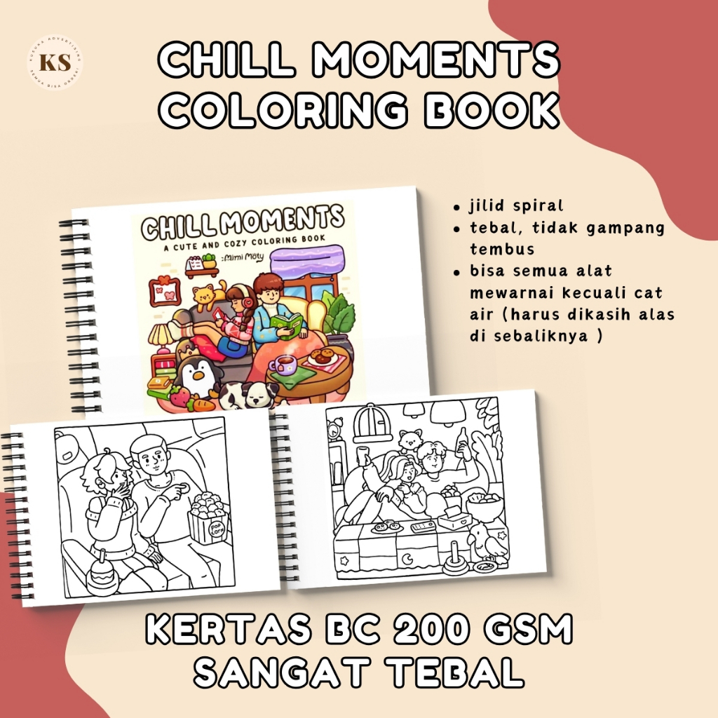

CHILL MOMENTS COLORING BOOK For Kids And Adults for Relaxation Aesthetic Buku Mewarnai Remaja Dewasa