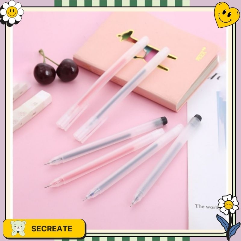 

SECreate Pulpen Gel 0,5 mm Pena Alat Tulis Stationary Cute Aesthetic Ballpoint Hitam Merah Biru