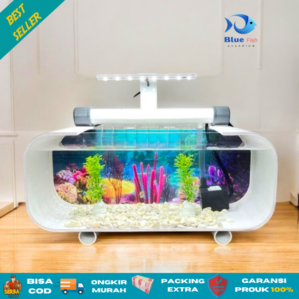 Aquarium minimalis full set lengkap Akuarium akrilik lengkap dengan mesin pompa filter sirkulasi dan