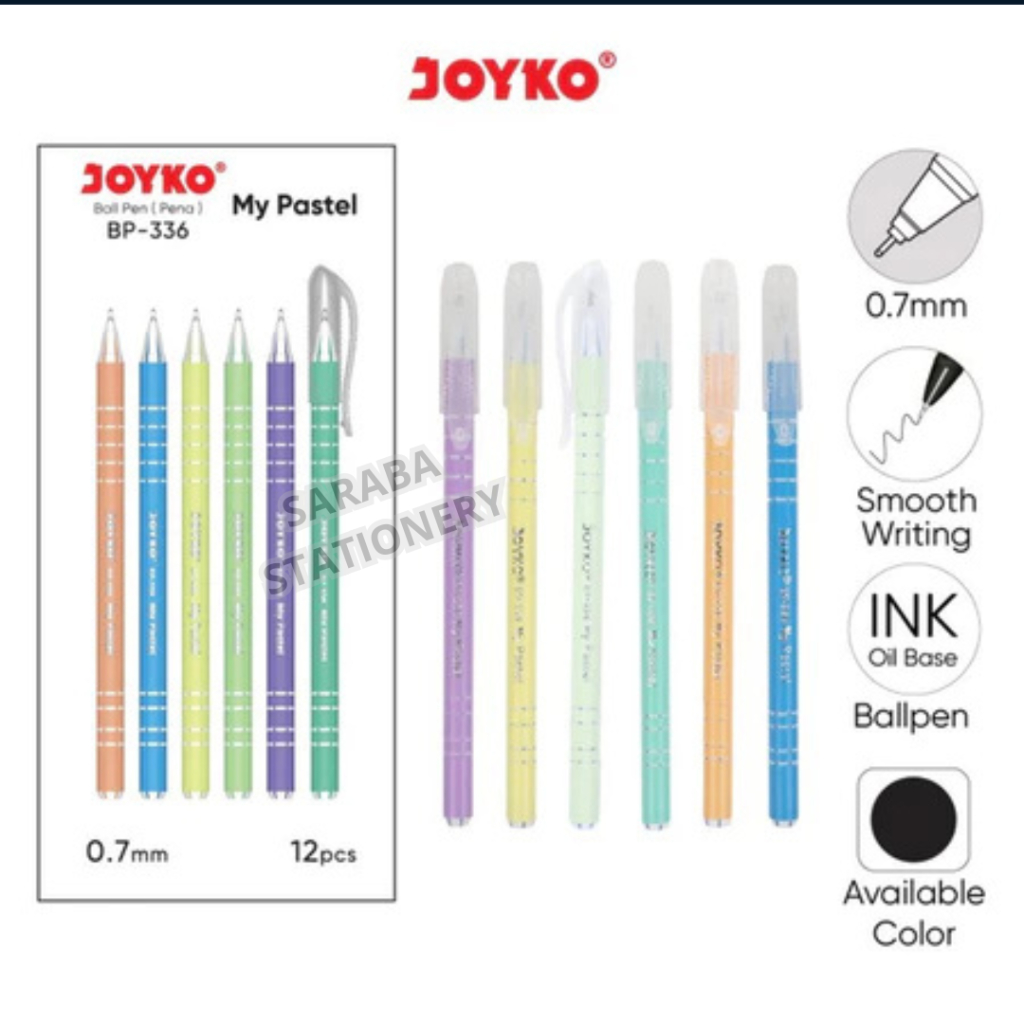 

Ball Pen Pulpen Pena Joyko BP-336 My Pastel 0.7 mm 1 Box 12 Pcs (harga satuan)