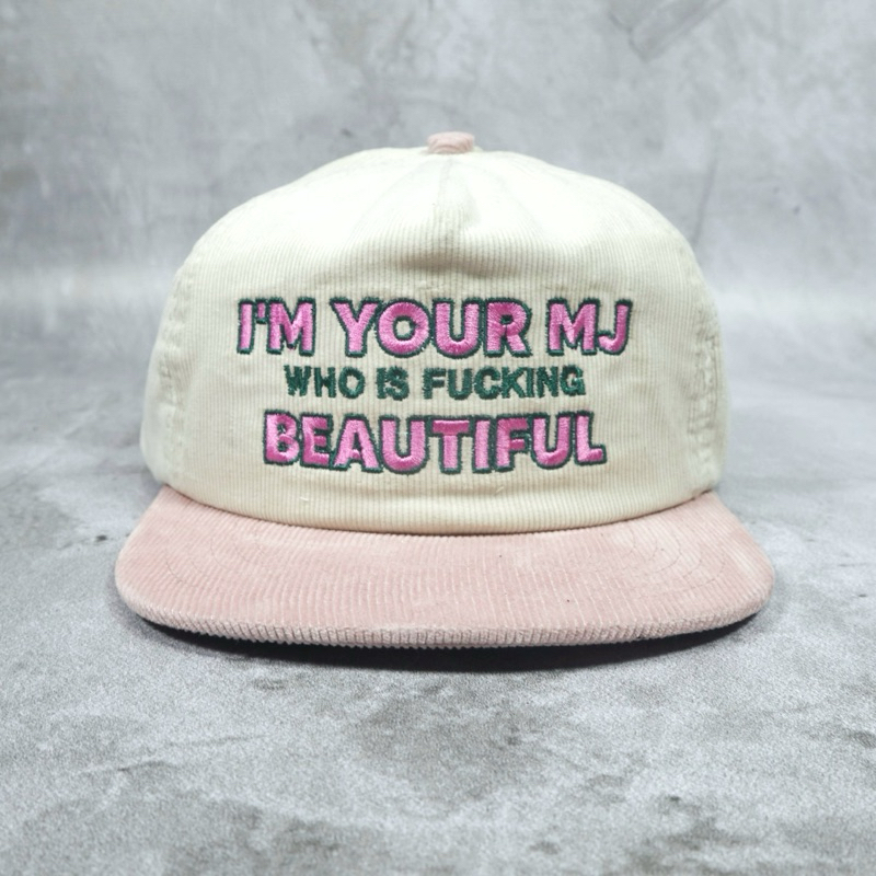 Rope Hat MJ Corduroy DeepNeve Broken White Pink Topi Rope Hat Corduroy DeepNeve