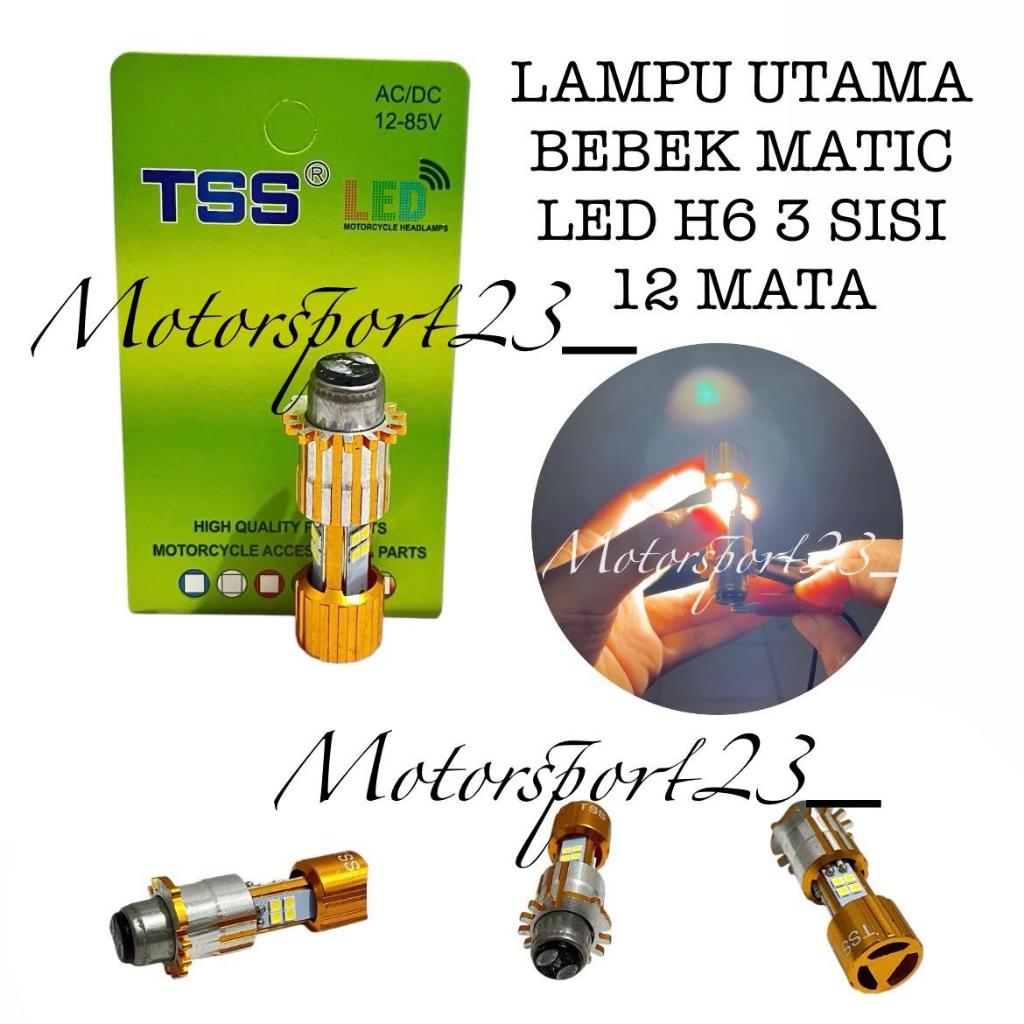 Lampu Depan Led H6 3 Sisi Body Gold Lampu Utama Depan Motor Bebek Matic Led H6 3sisi 12mata Cahaya P