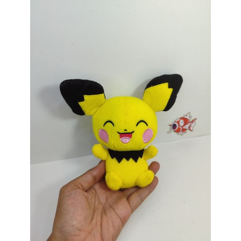 boneka pichu happy face pokemon pichu