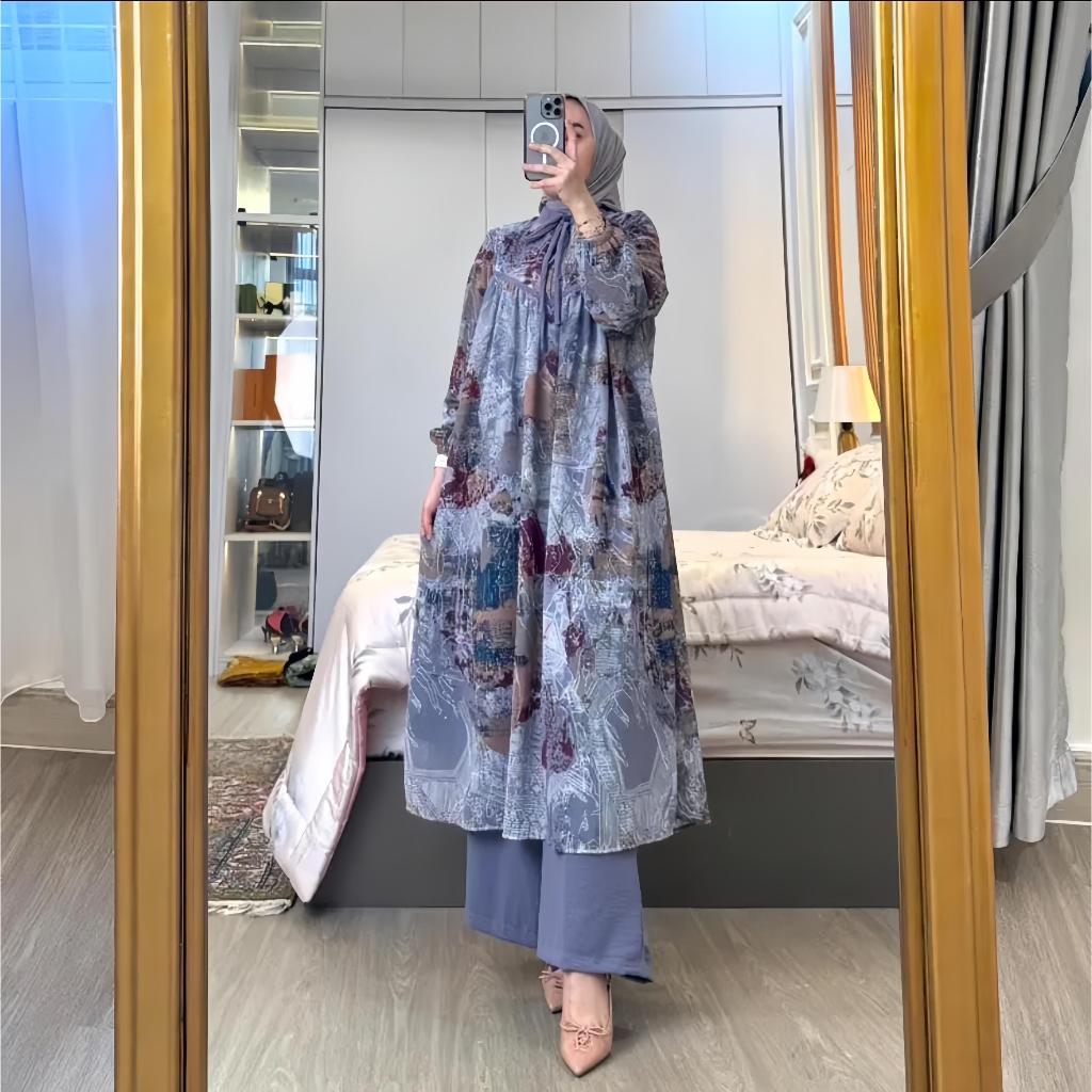 SETELAN LONG TUNIK WANITA AYANA ONE SET LONG TUNIK SETELAN WANITA LENGAN PANJANG SETELAN KULOT WANIT