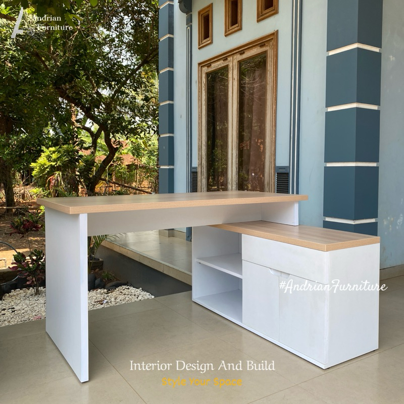 Meja Kerja Staff / Kantor L Shape Minimalis Modern - Office Desk