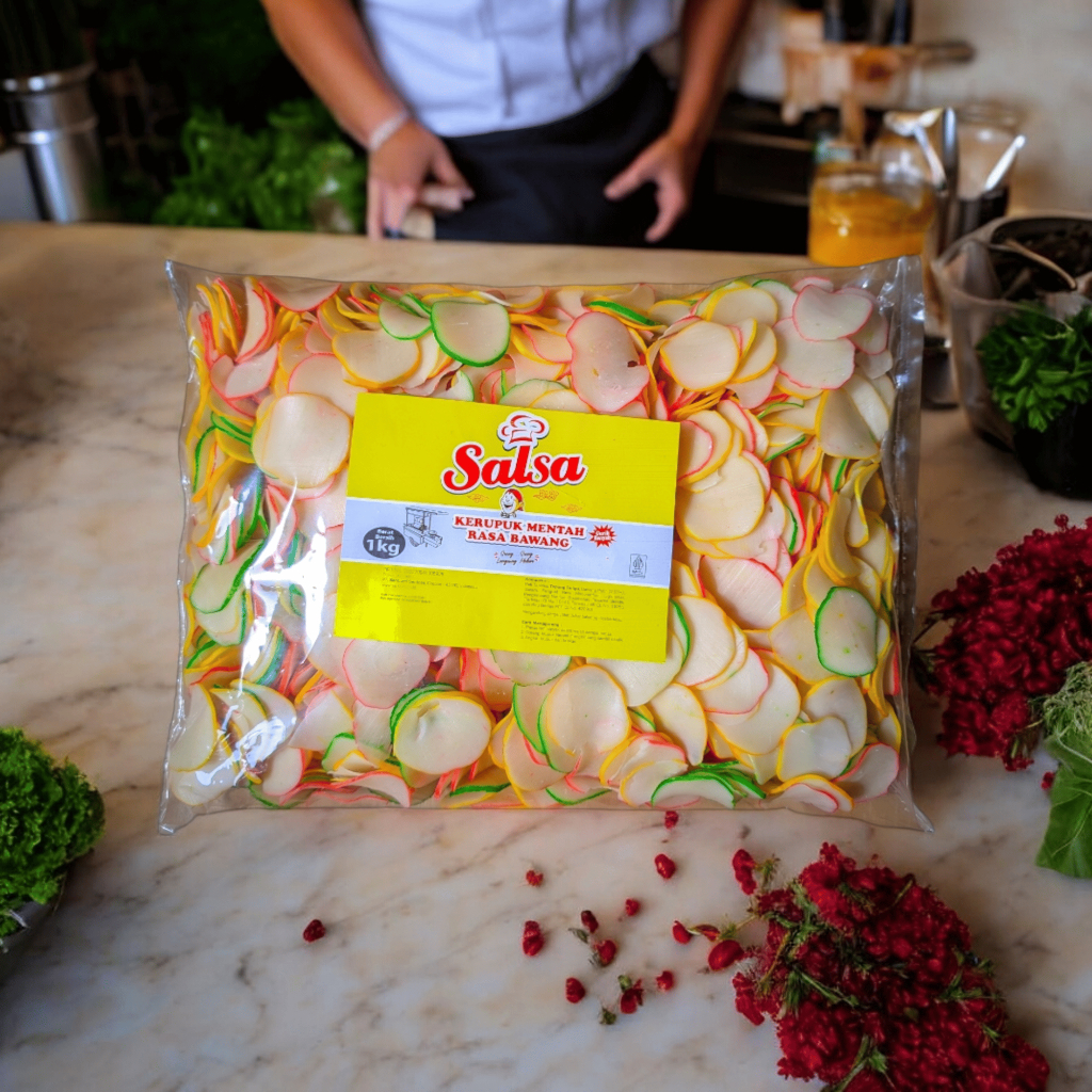 

SALSA Kerupuk Bawang Mentah 1kg - Renyah Gurih - Stok Rumahan - Siap Goreng - Kriuk Tahan Lama