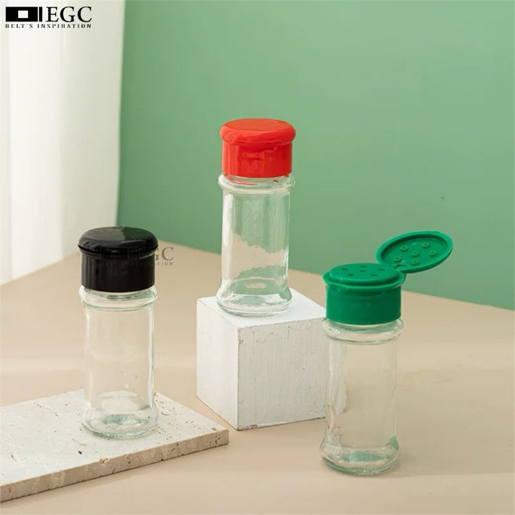 BOTOL BUMBU KACA DAPUR / TOPLES BUMBU DAPUR / BOTOL BUMBU DENGAN TUTUP PLASTIK MULTIFUNGSI - AMC-GBT