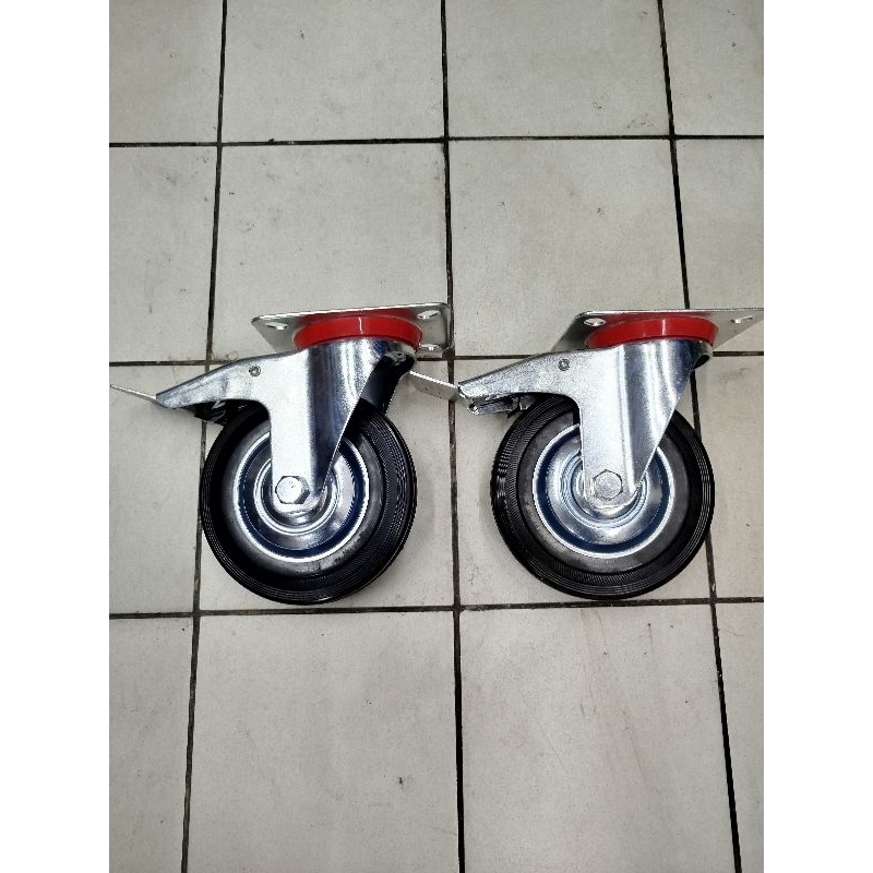 RKS - Roda 6" inch Karet 2 pcs  ( 2 Rem ) Roda troli Gerobak 6 inchi