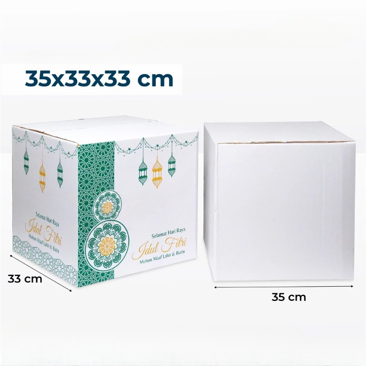 

10 Pcs Box Parcel Sembako Ukuran 35x33x33cm Kardus Bingkisan Hampers Kue Kering Green Idul Fitri