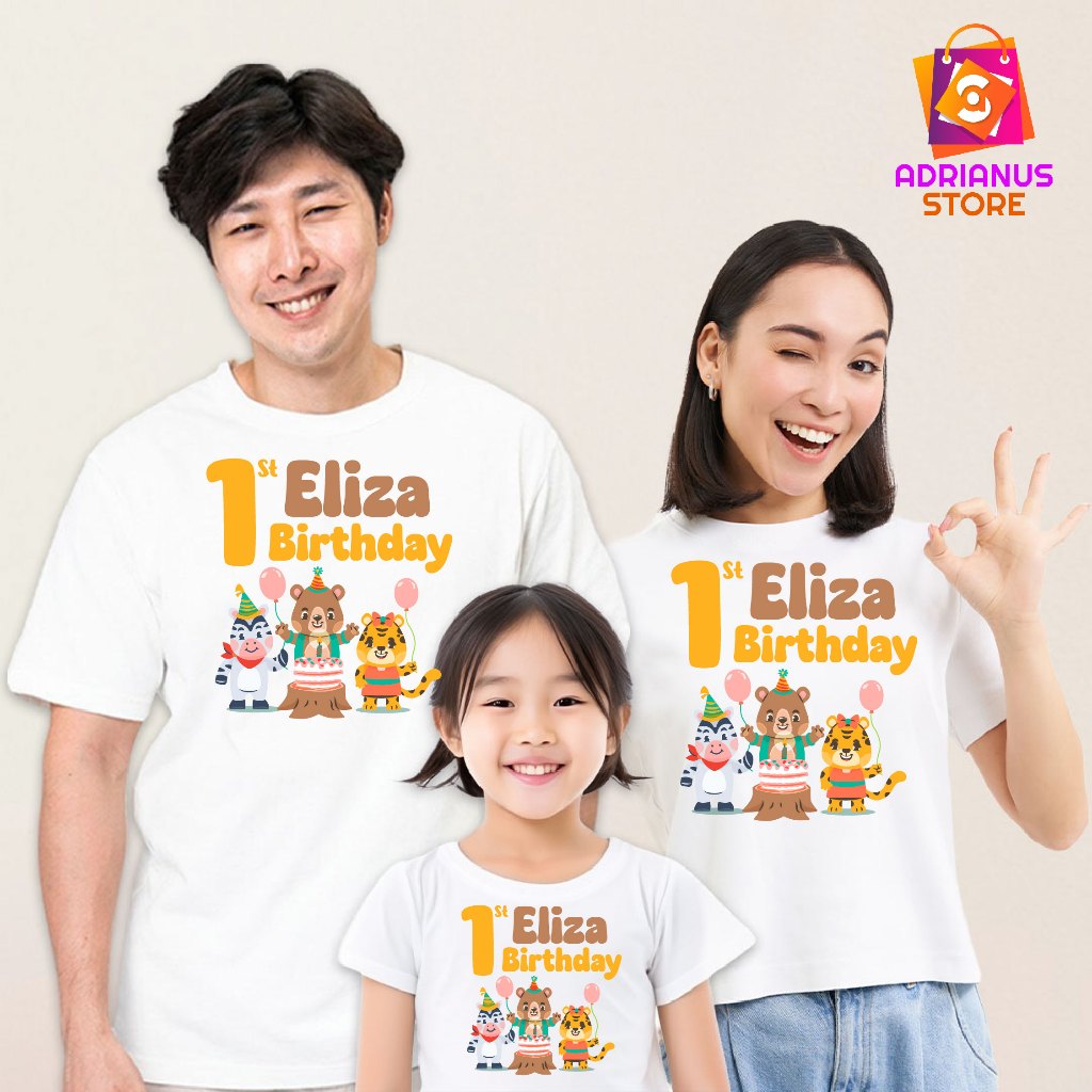 Baju kaos keluarga | kaos custom family custom ulang tahun | Gratis Biaya Desain |  Binatang Lucu