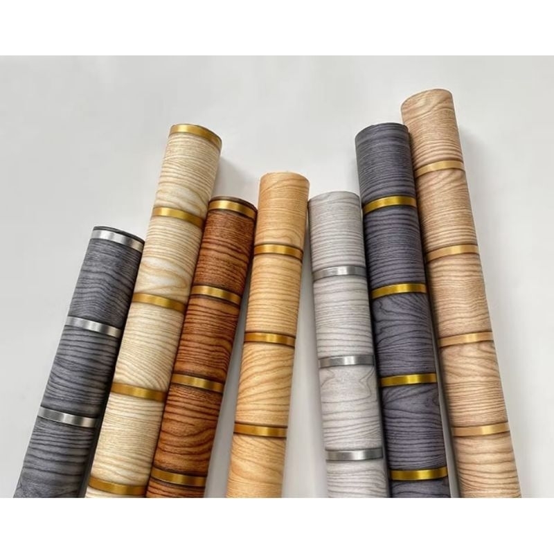 Kayva shop16 Wallpaper Sticker Dinding Per Roll Motif Kayu Garis New Arival